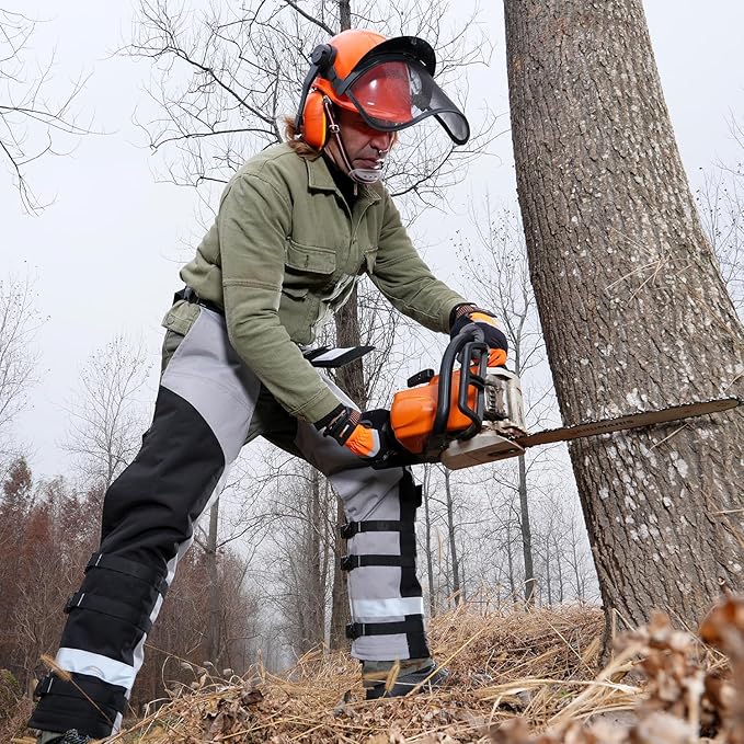 Technical Wrap Chainsaw Chaps by UL Class A 8 Layers Chainsaw Pants Apron Style Black Gray