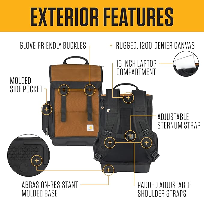 Carhartt Mens Station Tool Bag W/Adjustable Shoulder Straps, Durable, Water-Resistant Tool Organizer, Tool Backpack