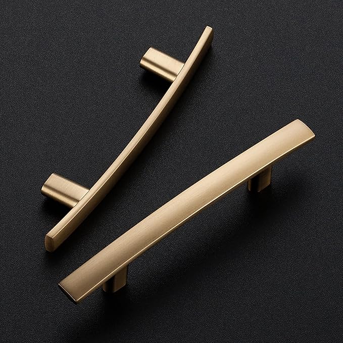 Ravinte 30 Pack | 5-3/16'' Curved Cabinet Pulls Champagne Bronze Kitchen Drawer Pulls Arch Cabinet Handles 5-3/16?쒵ength, 3??Hole Center