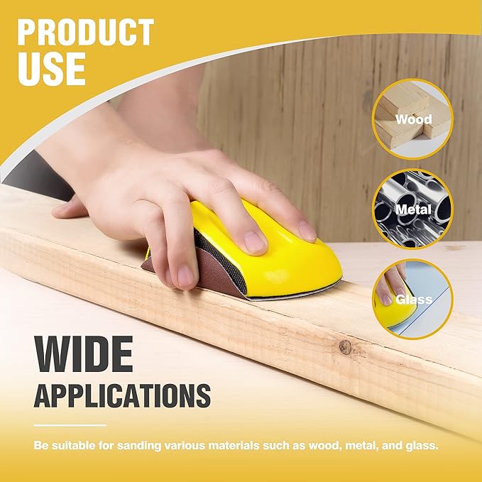 Sanding Block 1 PCS Hand Sander 5 Inch Hook and Loop Sanding Block 1 Pack Automotive Sanding Block for Woodworking,Furniture Making,DIY Handicrafts,or Car Repairs