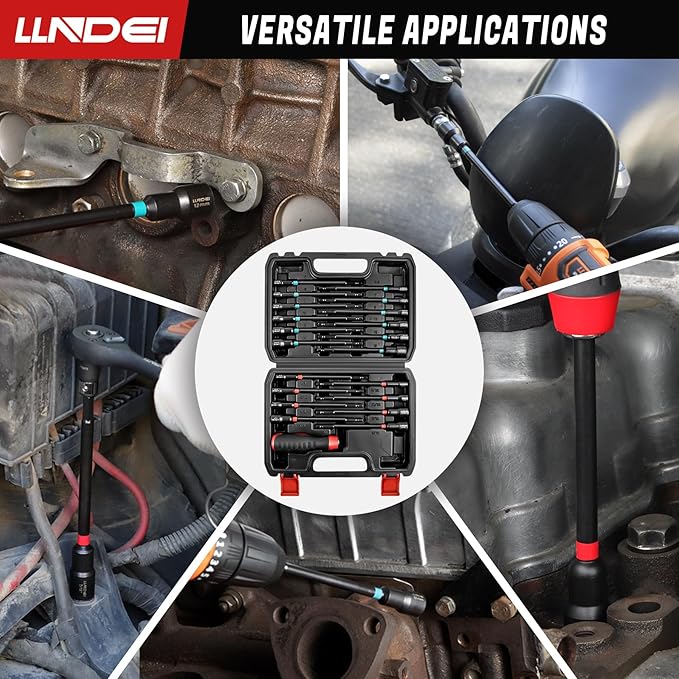LLNDEI 21-Piece Magnetic Nut Driver Set - SAE (1/4" to 9/16") & Metric (5mm to 15mm) Nut Driver Set with Non-Slip Grip Handle - Upgrade Cr-V Magnetic Socket set for Secure Fastening in Tight Spaces