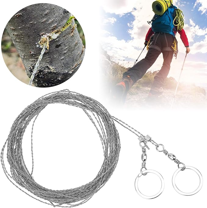 Pocket Chainsaw, Portable Manual 10m Stainless Steel Wire Saw for Outoor Camping Cutting Tree Limbs