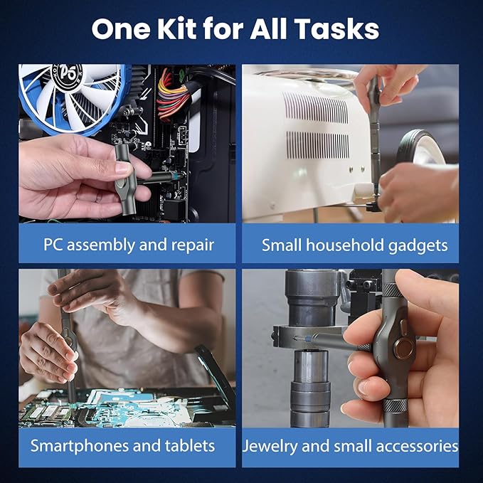 24-in-1 Magnetic Ratchet Multi-Bit Screwdriver Set with S2 Steel Bits, 6.2째 Fine Ratchet Gear, Extended Lever Handle & Detachable Grip, Compact Tool Kit for Home Appliances, Small Furniture & Home DIY