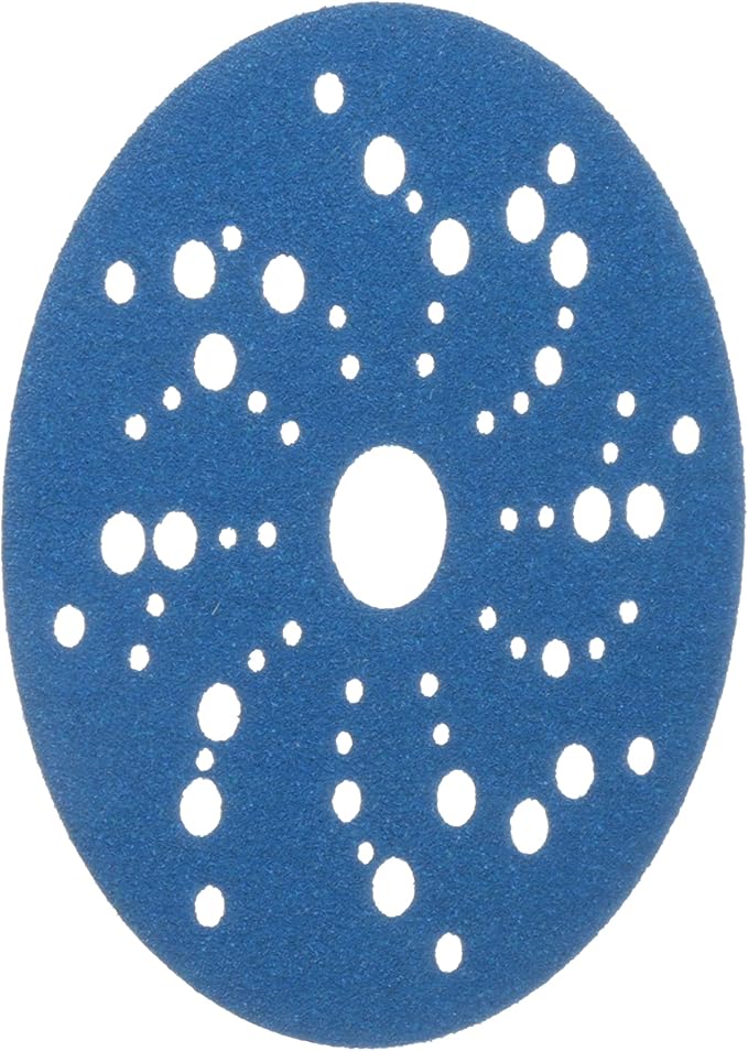 3M Hookit Blue Abrasive Discs 36157, Multi-Hole, 5 in, 80+ Grade, Pack of 50, Virtually Dust-Free, for Auto Sanding, Body Repair, Featheredging, Primer Sanding, Paint Preparation, E-Coat Sanding