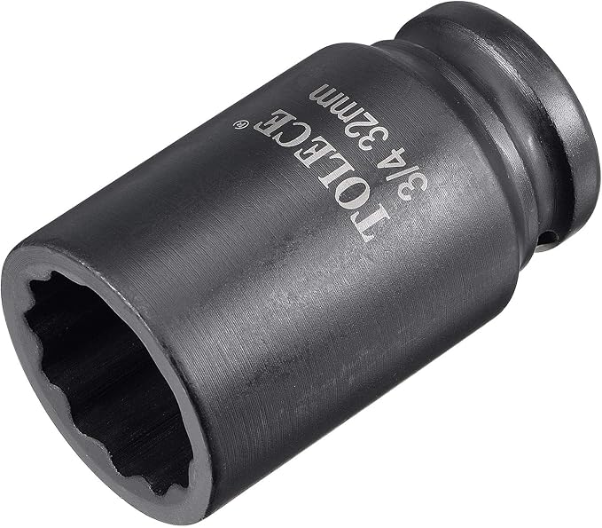 uxcell 3/4-Inch Drive 32mm 12-Point Deep Impact Socket, CR-MO Steel 78mm Length, Metric Sizes