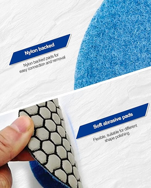 SHDIATOOL 4-Inch Dry Diamond Polishing Pads Grit 100 Diamond Sanding Pads Grinding Pads for Granite Marble Stone 7Pcs/1set