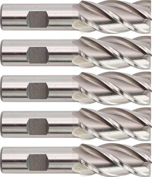 CME 5 pcs M42 Cobalt End Mills, Square Nose, Bright (Uncoated) Finish, 15/16" Mill Diameter, 2" Length of Cut, 4 1/8" Overall Length, 4 Flute, Center Cutting