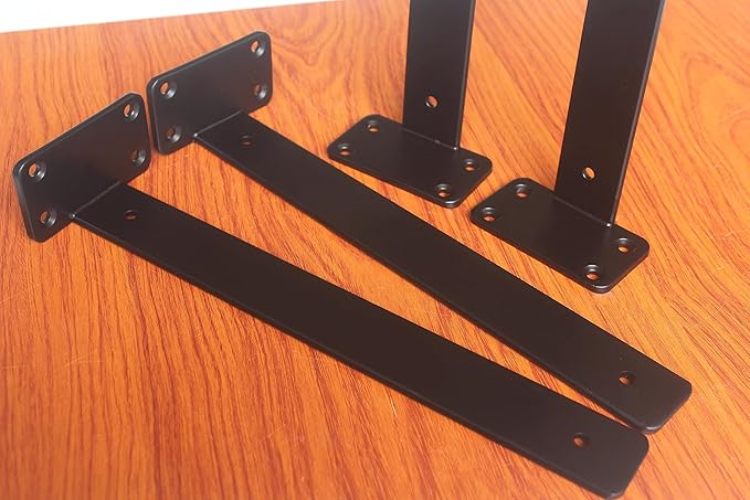 16 Pack - 12 inch Black Hidden L Shelf Bracket (1/5 Inch Thicked) Iron Floating Shelf Brackets Rustic Industrial Metal Brackets for Shelf Support