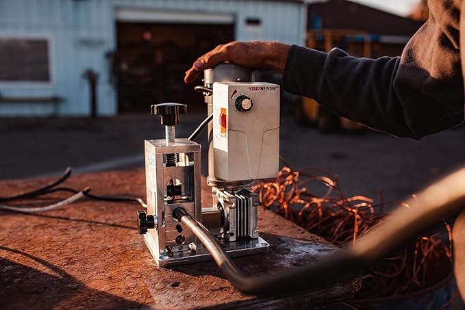 StripMeister E350x Electric Automatic Wire Stripping Machine ??Wire Size Up To 횠1", Jam-Free, Ultra Fast Scrap Wire Stripper with Ultra Grip Feeders for Copper Wires