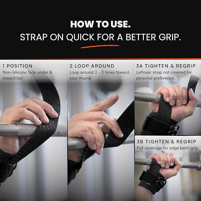 Weight Lifting Straps with D Rings for Cable Machines and Gym Wrist Straps for Weightlifting with Lifting Cuffs and Enhanced Silicone Grip for Deadlifts & Gym Training, Black
