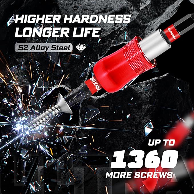 22Pieces Impact Screwdriver Bits Set, Magnetic S2 Steel 1??Phillips/Square/Torx/Slotted Insert Bits Tips,Impact Bit Holder with Rotating Storage Box Case