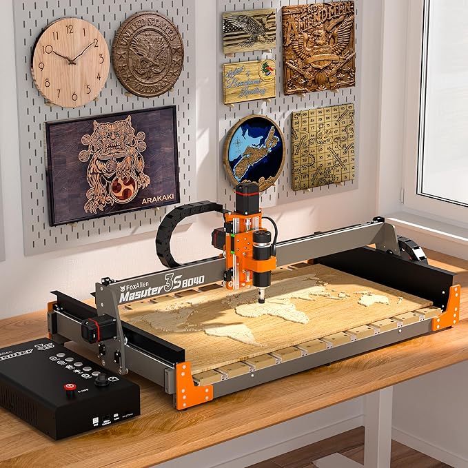 FoxAlien 3S 8040 X-axis Extension Kit with T-slot Hybrid Spoilboard for Masuter 3S CNC Router Machine, for Large Engraving Carving Projects (Extend X-axis to 800mm)