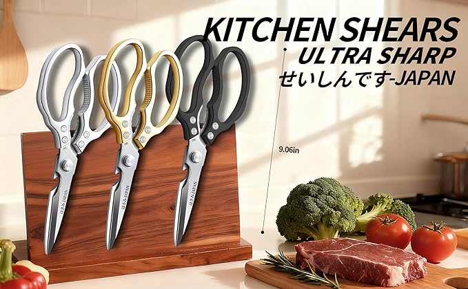 Kitchen Scissors, Multi-All Purpose Japan Kitchen Shears, Heavy Duty Dishwasher Safe Food Scissors for Chicken, Poultry, Fish, Meat & Herbs Christmas Gifts for Men Women Mom Dad