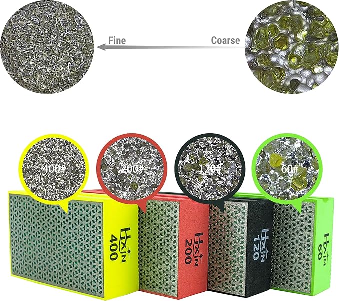 Diamond Hand Polishing Pad Diamond Sanding Block Foam Backed Diamond Sponge Sanding Pads for Wet or Dry Grinding polishing for Granite Marble Stone Tile Glass Ceramic (1, 200# Cubic)