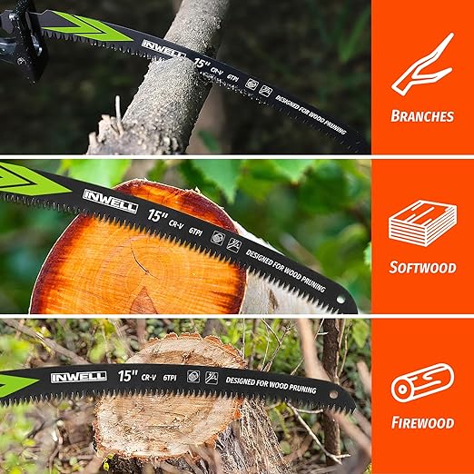 15 Inch Japanese Teeth Reciprocating Saw Blades, Ultra-Fast Arc Edge Blades for Wood Pruning and Tree Cutting, 6TPI Reciprocating Saws Compatible with Most Tools
