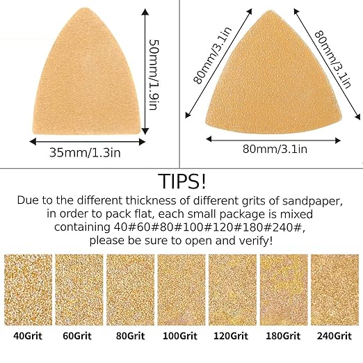 Gulrear 268PCS Multitool Sanding Pads for Oscillating Tool Sanding Attachments, Contains Triangle and Finger Sandpaper in a Variety of Grits, Detail Sanders for Woodworking, Metal and Other Surfaces