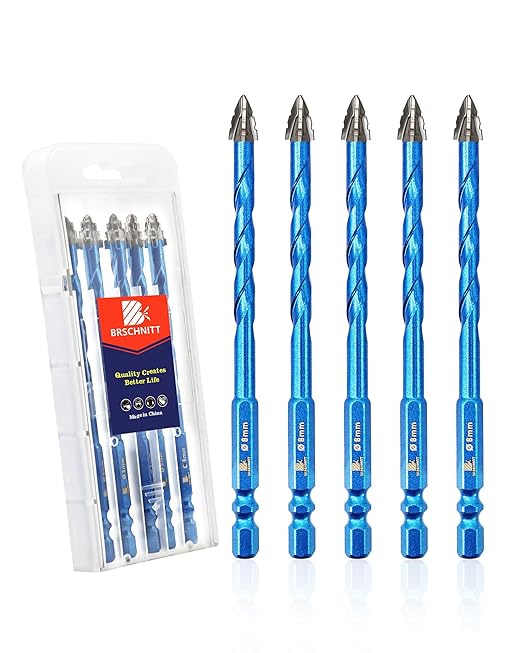 Serrated Carbide Masonry Drill Bit Set 5/16"*5 - Wood Drill Bits for Wood/Plastic/Masonry/Ceramic Tile Hex Shank Drills
