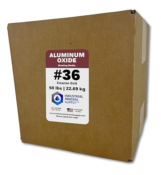 Aluminum Oxide - 50 lbs. or 22. 69 kg. - Sand Blasting Abrasive Media for Sandblasters, Sandblast Guns and Blast Cabinets (#36 Grit - Coarse)