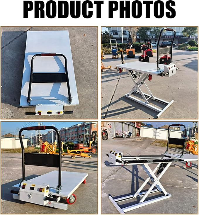 Hydraulic Lifting Platform, Hydraulic Lift Table cart, Electric Single Scissor Lift Table, Lifting Dolly with 4 Wheels, 300kg Capacity (Stainless Steel - 120 * 75cm)