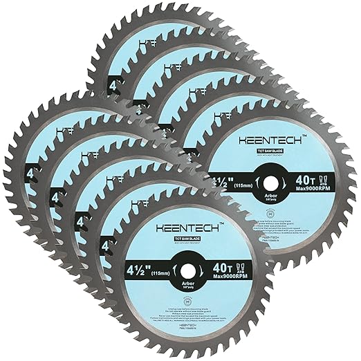 KEENTECH 4-1/2" Dia. by 3/8" Bore 40 Tooth Fine Finish Circular Saw Blade 10-Pack for Compact Circular Saws, Tungsten Carbide Tipped, ATAF Grind