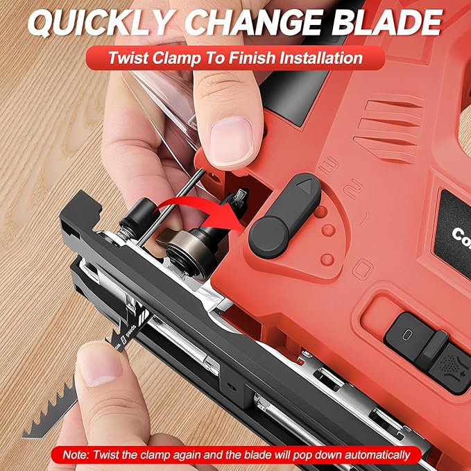 Jigsaw Compatible with Milwaukee 18V Battery (No Battery), Cordless Jig Saw Brushless Jigsaw Tool with LED Light, 0°- 45° Bevel Cuts, 3 Orbital Settings for Straight/Curve/Circle Cutting