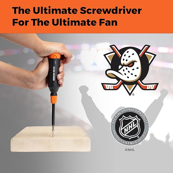 MEGAPRO짰 NHL짰 Team Edition Multi-bit Screwdriver | Officially Licensed NHL짰 Gear | Durable, Ergonomic, Pro-Grade Screwdriver (Anaheim Ducks짰)