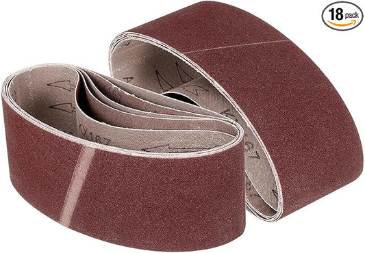 3 x 24 Inch Sanding Belt, 18 Pcs 60/80/120/150/240/400 Grits Aluminum Oxide Knife Sharpener Belts Work Sharpening for Belt Sander Knife Carving Tool Metal Working