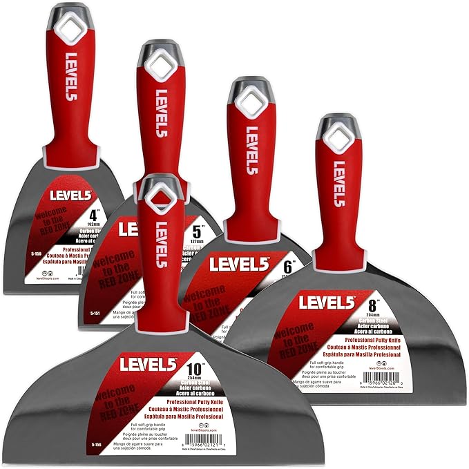 Joint Knife Set, Carbon Steel - LEVEL5 | Pro-Grade | Sheetrock Gyprock Drywall Plasterboard | 5-603