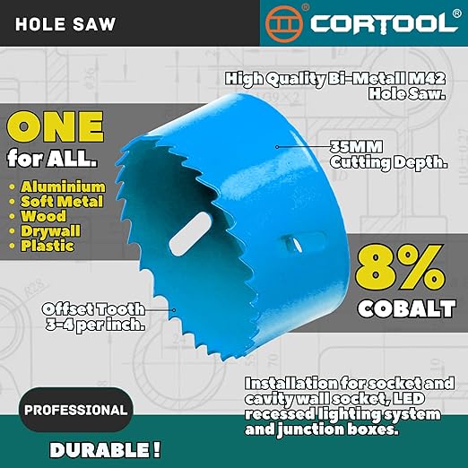 4-1/4 Inch Hole Saw with Arbor for Metal and Wood Cutting, Bi-Metal Hole Cutter, 4-1/4" Hole Saw Kit for Drywall, Wood, PVC Boards, Fiberglass and Vent Pipes