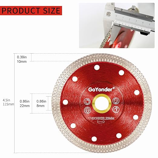 GoYonder 4.5 Inch Super Thin Diamond Saw Blade for Cutting Porcelain Tiles,Granite Marble Ceramics