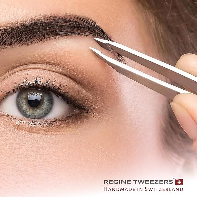 Professional Tweezers Slant Tip - Etched Tip Brow and Eyebrow Tool for Men and Women - Precision Tweezers for Fine Hair, Chin, Lash Extensions - Stainless Steel Handmade Beauty Tool