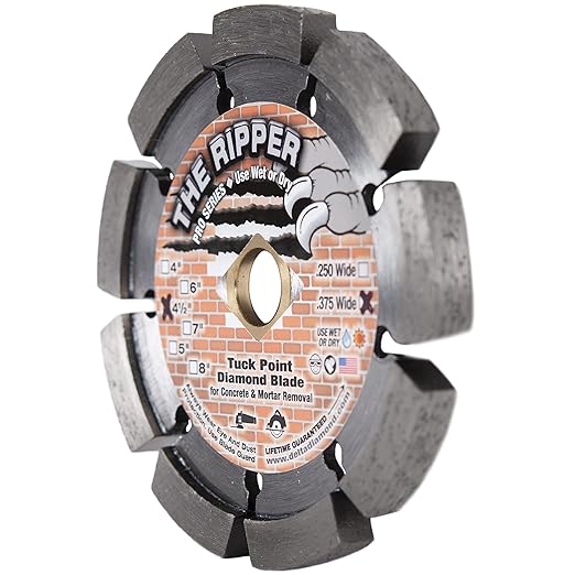 Delta Diamond Ripper Premium 4-1/2 Inch Tuck Point Diamond Blade, 3/8" Width, for Mortar Removal (4.5" X .375)