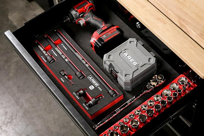 ARES 27073-6-Piece 1/2-Inch Drive Impact Socket Accessories Set ??Premium Chrome Moly Steel Universal Joint, Adapters, and Wobble Extensions ??Laser Engraved Size Markings