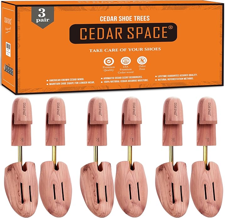 Cedar Space Wooden Shoe Stretcher Tree, 6.5-14 Sizes Cedar Wood Shoe Trees,2/4PC Shoe Stretcher for Men, Sneakers,Boots