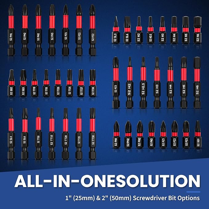 86PCS Magnetic Impact Nut Driver&Bit Set,SAE&Metric,CR-MO Nut Drivers(32pcs),S2 Steel Bits(45pcs),Ratchet Wrench,3 Ball-Head Adapters,Quick-Release Bars,Universal Socket,Flexible Shaft,Angle Driver