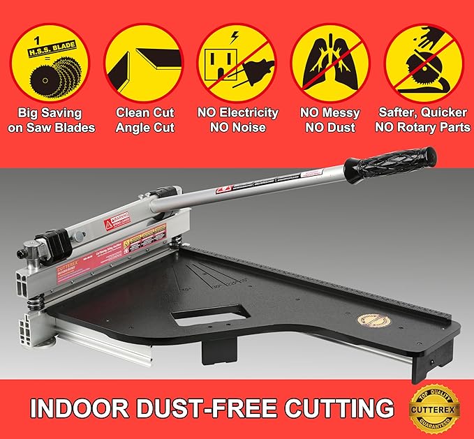 13" Laminate Floor Cutter, Vinyl Floor Cutter - Meet Multi-Angle/Length Cutting, A Flooring Tool also Cuts-Engineered Wood Floor, LVP, VCT, SPC, WPC, Long Life HSS Blade Mounted!