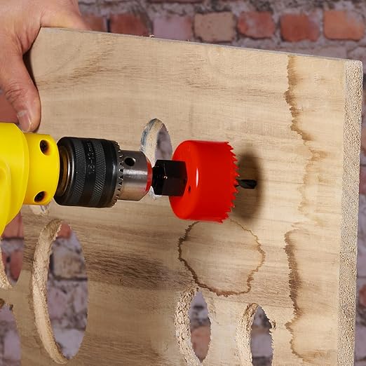 KATA Hole Saw Set, 20 Pieces Hole Saw Kit with 3/4"-6"(19-152mm) 13PCS Saw Blades, 2 Mandrels, 3 Drill Bits, 1 Installation Plate, 1 Hex Key with Case, Ideal for Soft Wood, PVC, Plywood, Drywall, Red