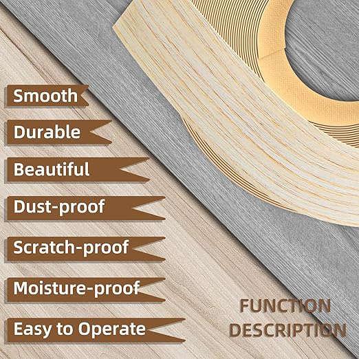 GSCIT Club Oak Edge Banding, 7/8 inch x 100ft roll of Veneer White Edge Banding Pre-glued Flexible, Real Wood Tape Banding for Cabinet Repair Furniture Restoration