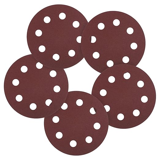 10 Pack 7 Inch Sanding Disc 100 Grit 8 Hole Round Hook and Loop Sandpapers Fit for Orbital Sander Automotive or Cars Repairing, Grinding or Polishing, Red