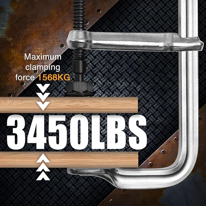 1-Pack 12-Inch Heavy-Duty F-Clamps for Welding, Woodworking & Metalworking ??3450 lbs Load Capacity,5-1/2 Inch Throat Depth, All-Steel Construction
