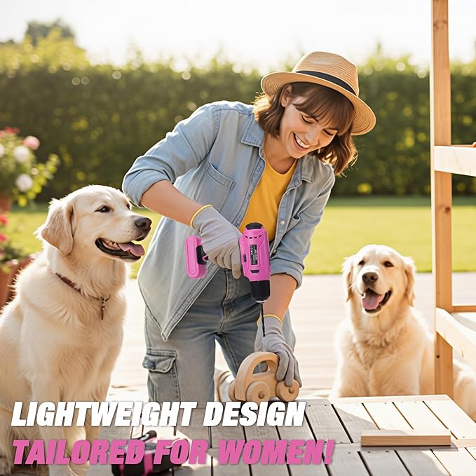 Pink Tool Set with 8V Cordless Drill, 158-Piece Home Repair Kit, General Household Hand Tools with Screwdriver, Pliers, Hammer, Wrench, knife, for women and men