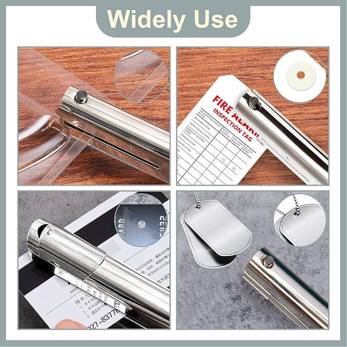 Chumia 1 Pcs Heavy Duty Hole Punch 2" Long Reach 1/4 Inch Paper Single One Hole Puncher Deep Throat Reduced Effort Hand Held Alloy Punch for ID PVC Cards 5 Inch Tall 25 Sheet Capacity