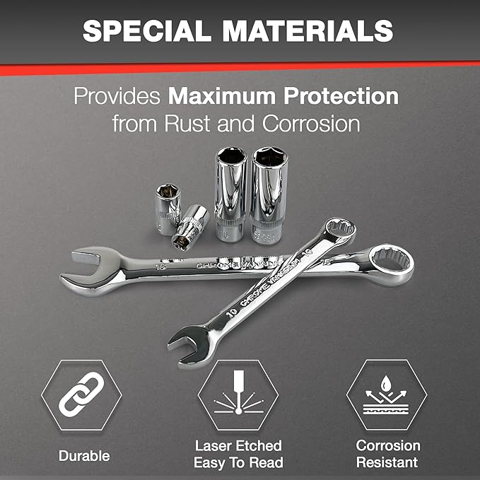 122Pcs 1/4" & 3/8??Drive Impact Socket Set, Ratchet Socket Wrench Set with Extention Bar, Adapter, Screw Bits,Drive Bit Holder, Spark Plug Socket,CR-V