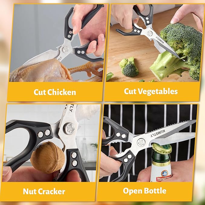 Heavy Duty Kitchen Shears & Poultry Scissors Professional All Purpose Stainless Steel Kitchen Scissors for Food, Meat, Herbs, Pizza, Bones, Ergonomic Cooking Shears