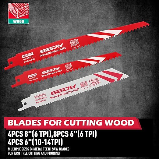 20-Piece Ultimate Reciprocating Saw Blade Set, Premium 6 & 8 Inch Wood and Metal Cutting Blades with Storage Box for Pruning, Wood, and Metal Cutting Tools