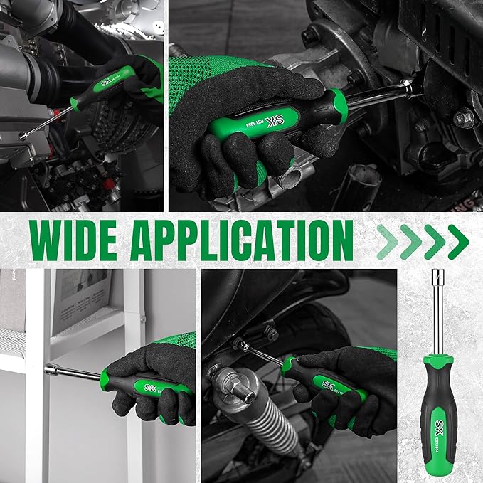 SK 7-Piece SAE Nut Driver Set, 3/16", 1/4", 5/16", 11/32", 3/8", 7/16", 1/2", Premium CR-V Construction, SureGrip Handle