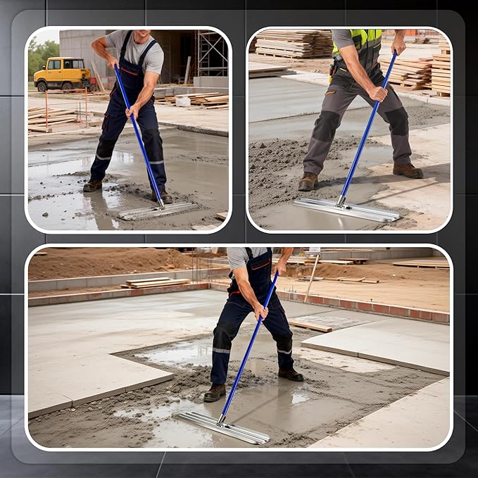 Bull Float Concrete Tools,48?쇺셹8?쇺?Aluminum Magnesium Alloy Concrete Float with 4x48?쇺?Combinable Handles,Screeding Tool Kit,Concrete Bull Float Kit for Concrete Finishing(Blue)