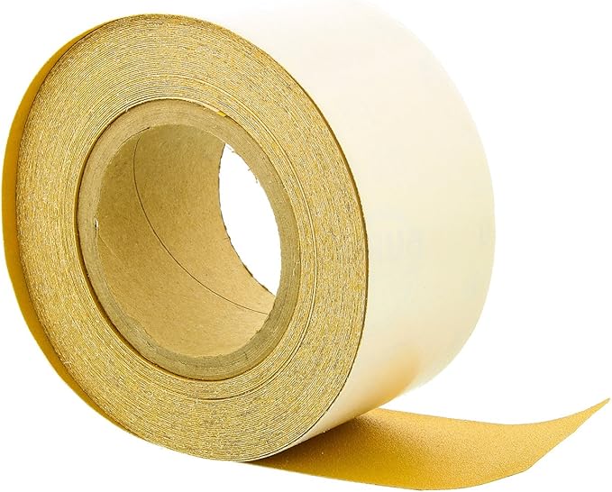 Dura-Gold Premium Gold 150 Grit PSA Longboard Sandpaper, 20 Yard Roll, 2-3/4" Wide, Self Adhesive Stickyback, Woodworking & Automotive Sandpaper Roll, Air File Sand Paper, Auto Sanding Blocks