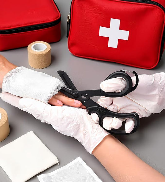 MEUUT 2 Pack Medical Scissors Trauma Shears with Carabiner design, 7.5" Fluoride Coated Non-stick Blades Bandage Scissor for Nurses, EMT, Household, outdoors