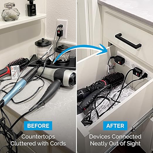 Docking Drawer Blade Duo in-Drawer Outlet, Integrated Safety Shutoff, (4) 15 amp AC, Stainless Steel